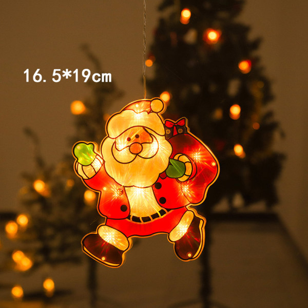 LED Christmas Sucker -lamppu Lumiukon muotoinen ikkunan koristelulamppu Lomatunnelma Pienet värilliset valot B