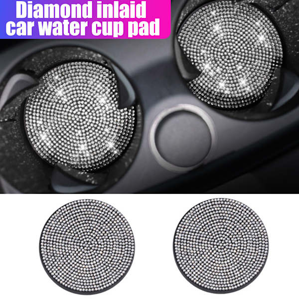 2 Pak Bilkopholder-Underlag med Rhinestones - Ikke-Skridsikre Kopholdere - Universelt Tilbehør til Bilens Indre