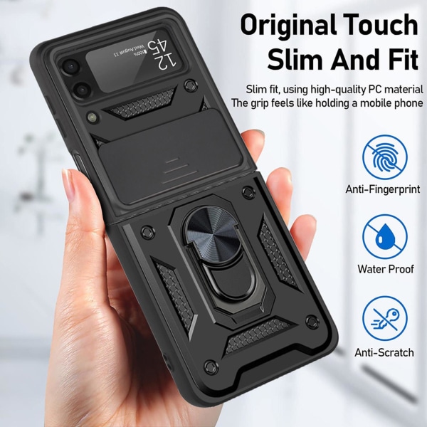 Phone case kompatibelt för Samsung Galaxy Z Flip 3 TPU magnetiskt metallringfäste Cover case
