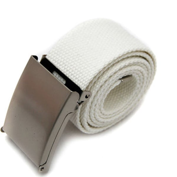 Strap in white canvas fabric belt unisex adjustable length White