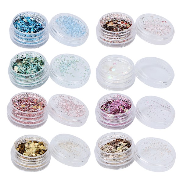 8 Ask/Set Naglartspaljetter DIY Hantverk Nagelglitterflingor Naglartsdekoration Tillbehör