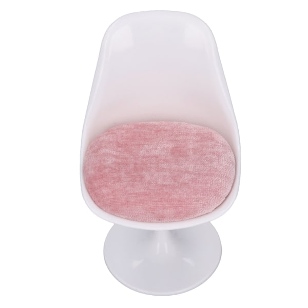 Doll House Office Chair ABS White Pink Round Feet Casual Rotatable Chair for 1:6 Doll House Without Armrest