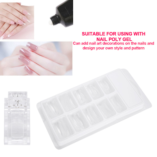 100 st olika storlekar Snabbbyggda Falska Nagelspetsar   Nagelfixering Klämma Nagelkonst Kit Set