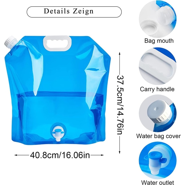 Sammenleggbar vannpose med stor kapasitet for utendørs camping white 4 pcs