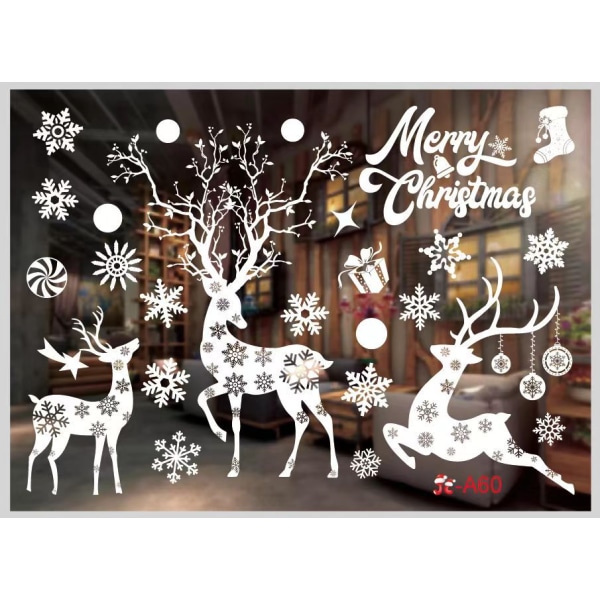 Julepynt Farverig julestatisk klistermærke Hvid snefnug-vægklistermærke Glasklistermærker Jul 19