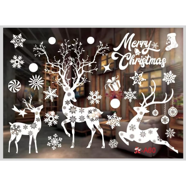 Julepynt Farverige Jule Statiske Klistermærker Hvid Snefnug Vægsticker Glas Klistermærker Jul 12