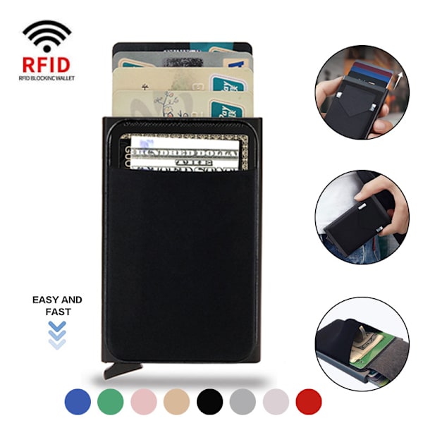RFID-kortplånbok med flera fack, metallkortfodral, kreditkortshållare, automatisk uppfällning green