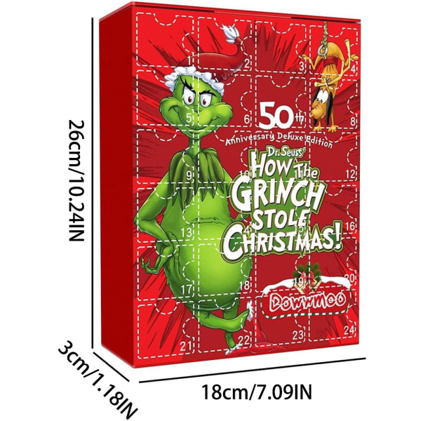 Greenwich Adventskalender Jul Blind Box 24 presenter Grönt hår Monster Nedräkning Grinch B