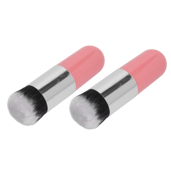 2PCS Foundation Brush Adorable Chubby Portable Makeup Brush Soft Comestic Tool Pink Silver