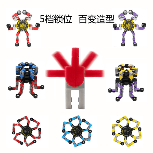 Fingertop Mechanical Gyro Variety Puzzle Diy Dekompressionskedja Deformation Robot Gyro Toy Red