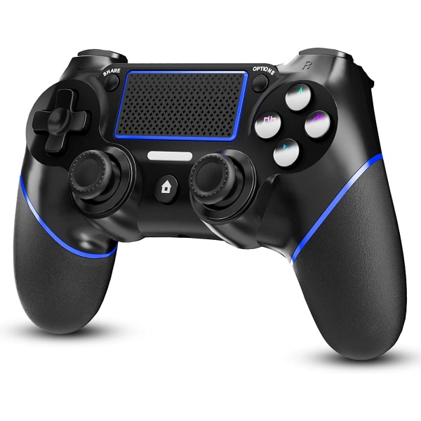 PS4 Controller Trådløs Bluetooth Fjernbetjening Joystick Black blue