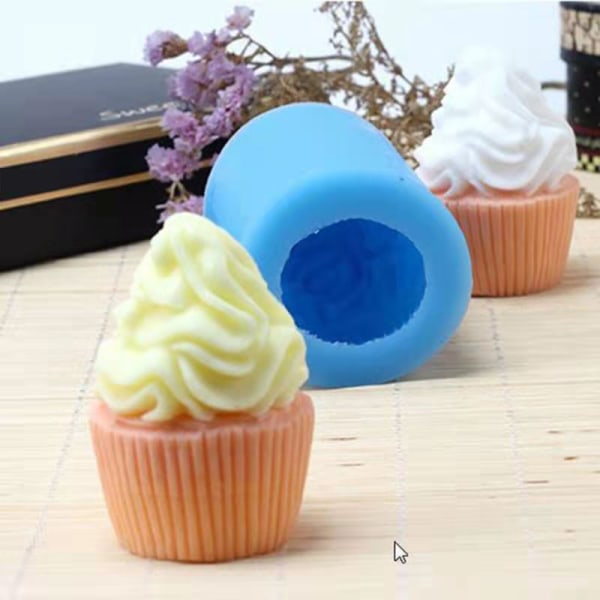 3D Cupcakesilikonform Glasformar DIY Aromaterapi Blå