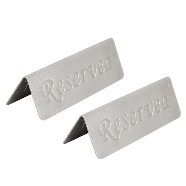2 stk. Metal Rustfrit Stål Reserveret Skilt Dobbeltsidet Reserveret Bordskilt til Restauranter Bar Cafe Tehus Hotel