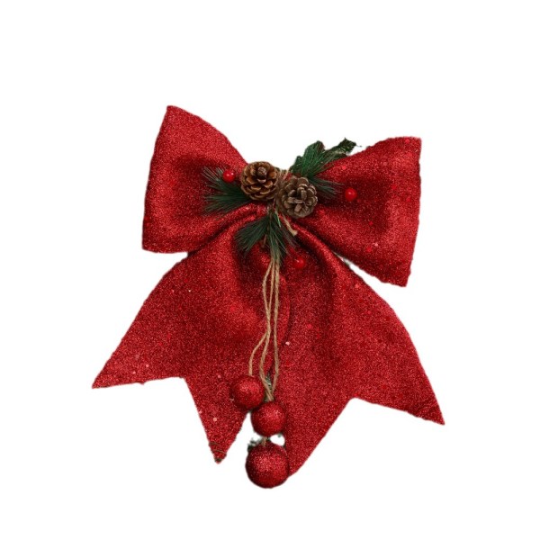 Christmas Bowknot Juletre Dekorativ Bowknot Pine Cone Christmas Bue anheng Red