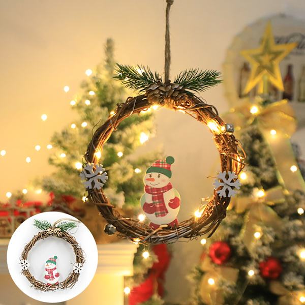 Julekrans Gammel Snemand Vindue Dør Ring Juletræ Vedhæng Juleatmosfære Dekorative Lysstreng Garland Snowman