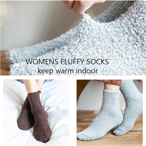 Luddiga strumpor för kvinnor Varma mjuka fluffiga strumpor Comfy Slipper Mysiga strumpor för vintern One Size