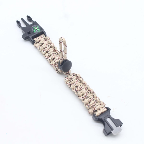 Armband Multifunktionell Justerbar Bälte Utomhus Armband Vildmarksöverlevnad Fem-i-ett Justering Vävd Handrem Desert Camouflage