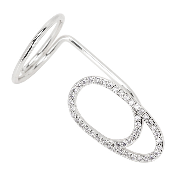 Fingernagelringar Kvinnor Strass Utsökt Moderiktig Fingernagelöverdrag Ring Nagelkonst Dekoration Silver