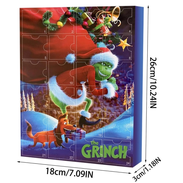 2023 Grön Pälsmonster Grinch Julkalender med Blindbox A