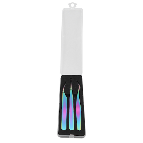 3-pack Rostfritt Stål Nagelkonst Pincett Graft Eyelashes Pincett Set Manikyrverktyg