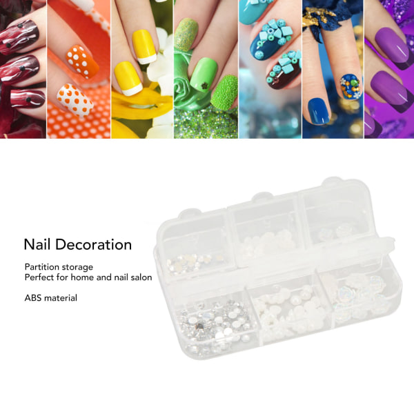 3 boks DIY Nail Art Faux Pearl Rhinestones Fasjonable Blomsterformet Nail Charm Decoration for Nail Artist
