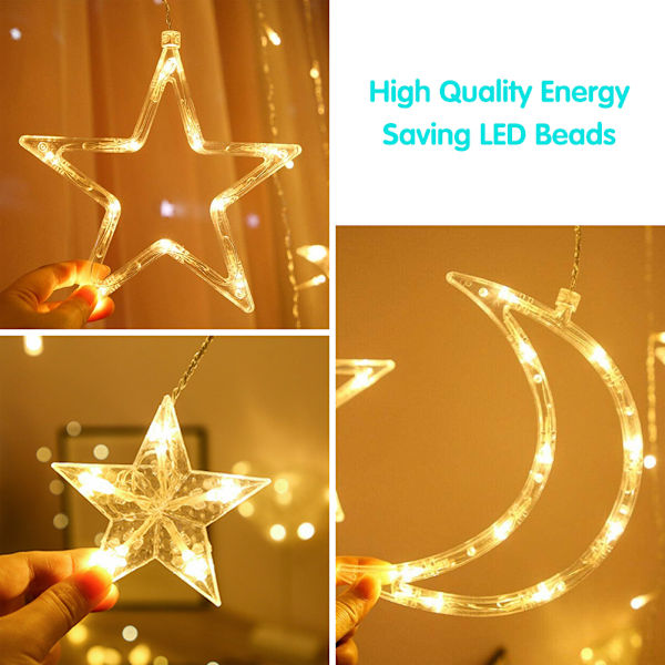 Kaukosäätimellä ohjattava tähti-kuu jääbaarilamppu LED-koristevärilamppu Warm white Plug in
