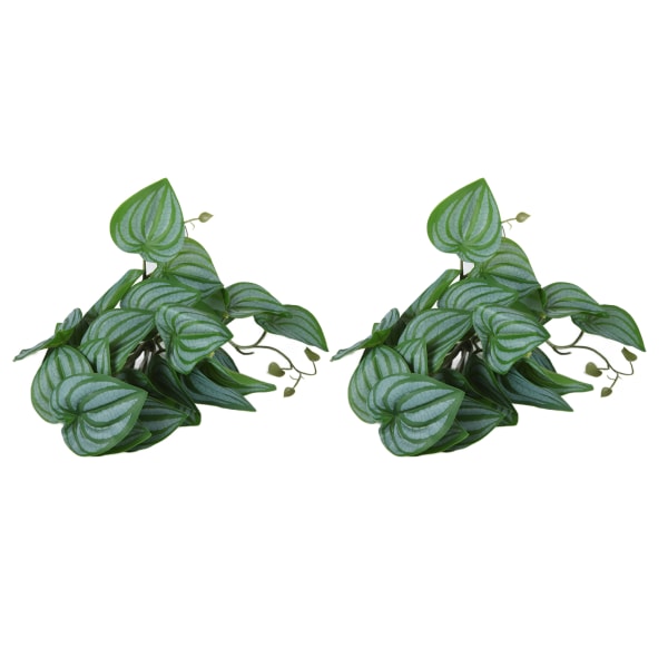 2PCS Artificial Water Plant Simulation Vine Lifelike Plastic Leaves Decoration with Suction Cup for Fish TankWatermelon Leaves