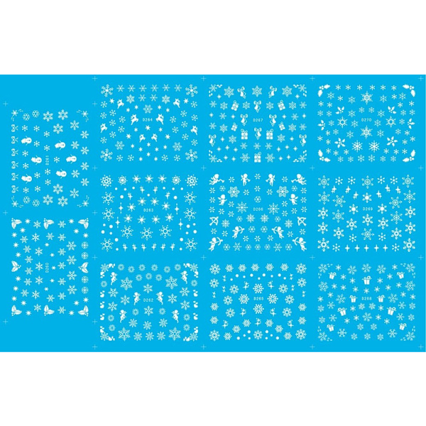 11 ark juldekorationer snöflingor nageldekorationer vita white
