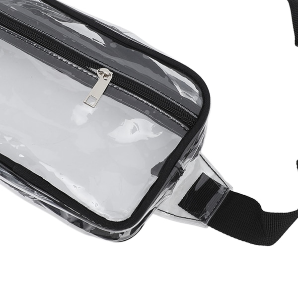 Klar Sling Bag Vanntett Stor Kapasitet Justerbar Stropp Transparent PVC Bryst Midjepakke for Sport Reise Svart