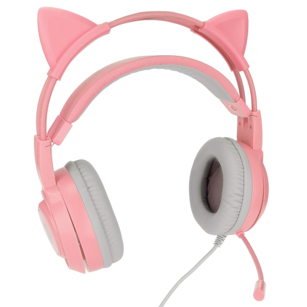 SYG25 Cat Ear Gaming Headset USB+3.5mm Stik Gaming Hovedtelefoner Understøtter Lydstyrkejustering Mikrofon Mute(Pink )