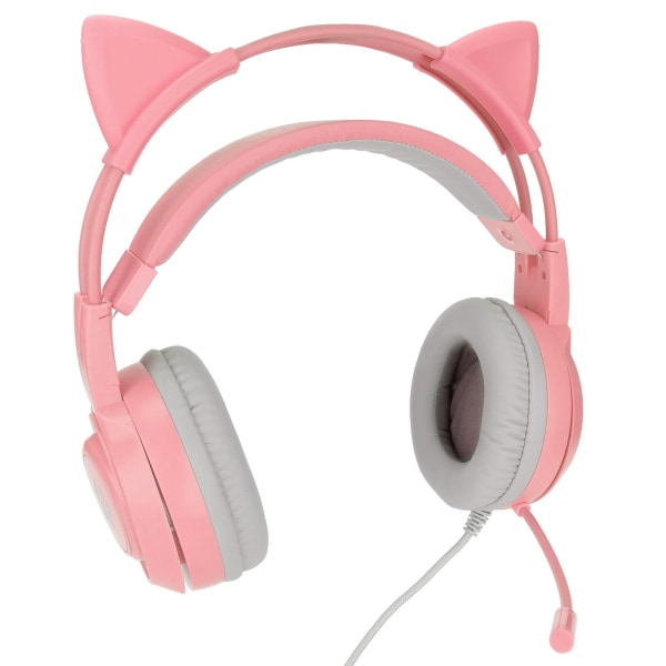 SYG25 Cat Ear Gaming Headset USB+3.5mm Stik Gaming Hovedtelefoner Understøtter Lydstyrkejustering Mikrofon Mute(Pink )