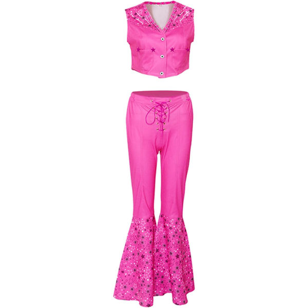 SETHOUS Barbie film 2023 Cosplay kostym klänning rosa jumpsuit set halloween karneval outfit pink L