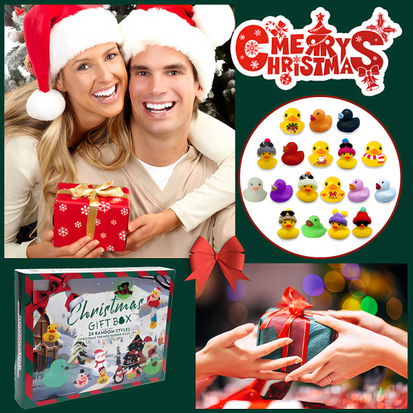 Christmas Luminous Vinyl Small Yellow Duck Advent Calendar Countdown Gummi Duck Blind Box Set A
