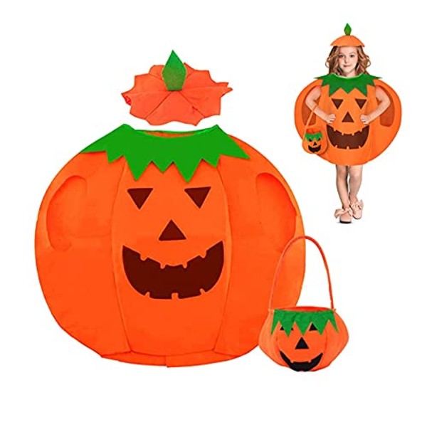 JOKYYY Halloween kostyme gresskar barn, gresskar kostyme barn med gresskar kurv og hatt orange