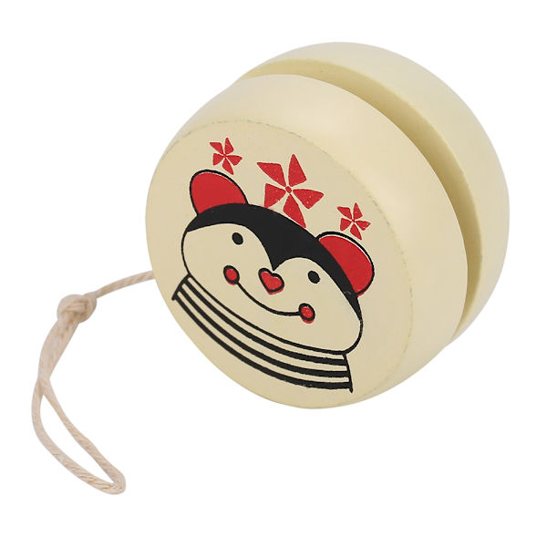 Söt tecknad trä-yo-yo boll leksak tidig utbildning leksak för barn (Bi)