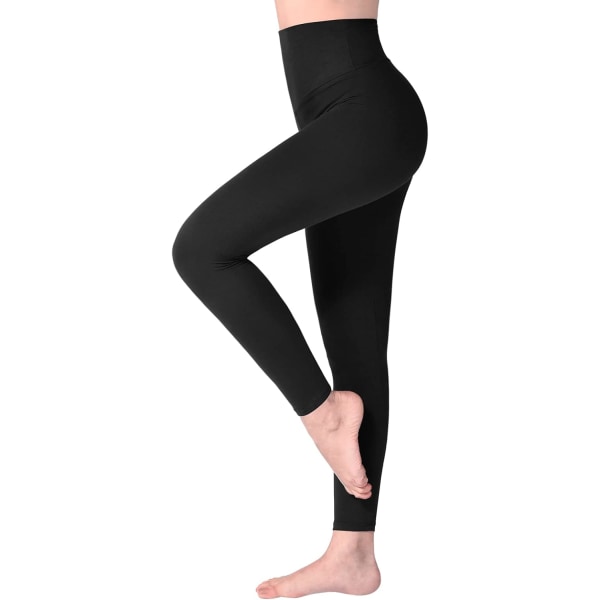 Fleecefodrade Leggings för Kvinnor, Mjuka Elastiska Opaka Leggings med Magkontroll, Termiska Varma Tjocka Yogabyxor för Vintern L-XL