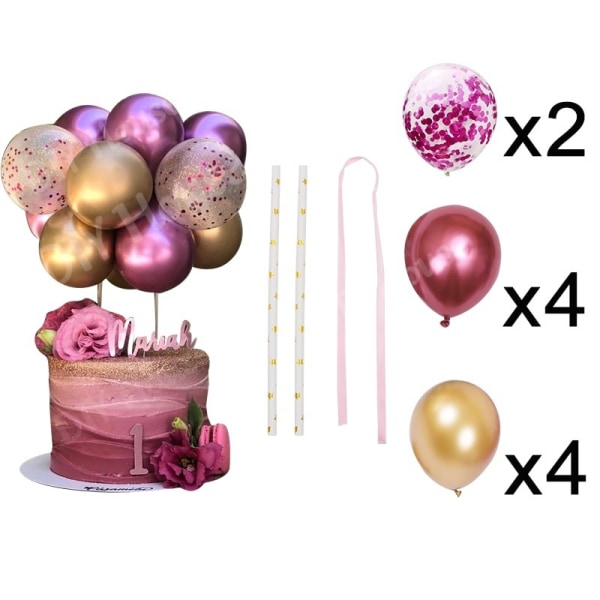 Sett Cake Topper Bursdagskake dekorasjon ballong
