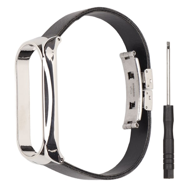 Vaihtohihnojen ranneke yhteensopiva Xiaomi Mi Band 6 älykellolle, rannekkeen tarvikkeet, musta hihna, hopeinen kuori