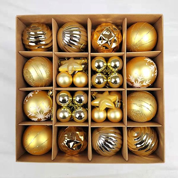 Julekule 3-6 cm Papirboks 42 stk Dekorasjonskule Spesialformet Kule Fargetegnet Kule Gold