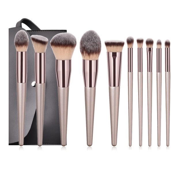 Professionelt makeupbørste sæt 4 Pieces-Champagne Gold-+ Bag