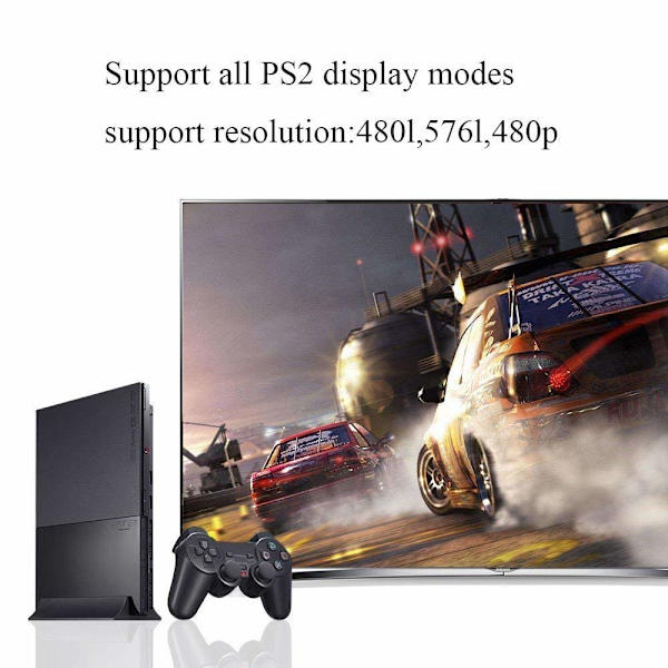 PS2 til HDMI-adapter med 3,5 mm lydoutput til HDTV/HDMI-skærme