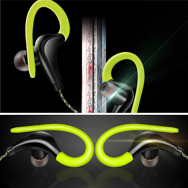 Øretelefoner 3.5mm Sport Øretelefon Super Stereo Headset Svedtæt Løbeheadset Med Mic Ørehage Hovedtelefon