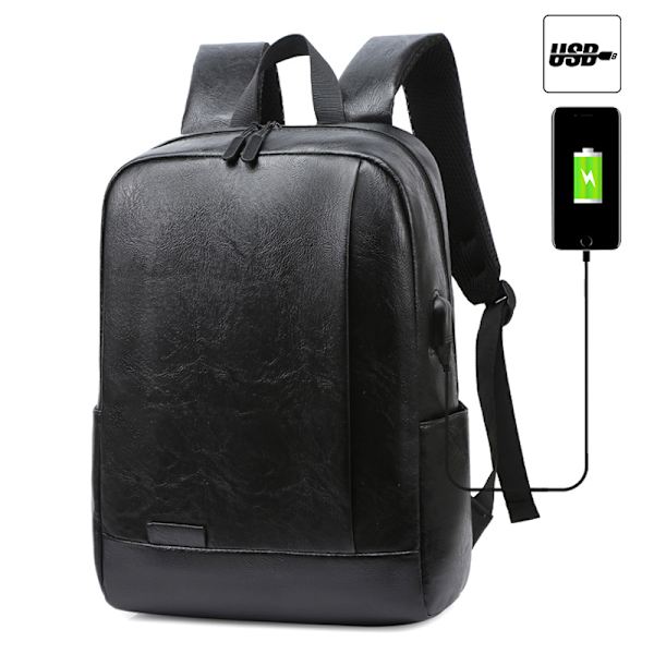 Casual Stor Ryggsäck för Studenter med Laptopfack Skolväska Svart