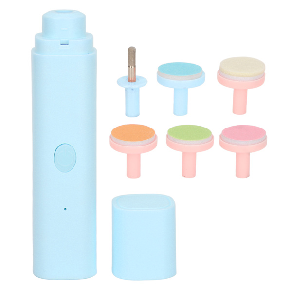 Elektrisk baby negltrimmer med mykt poleringshode, slipehode, baby neglklipper for hjemmebruk, blå