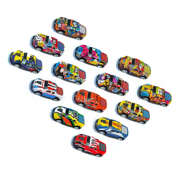Dra tillbaka bil leksak legering trendig graffiti flexibla hjul bilmodell för pojkar flickor barn present racing stil