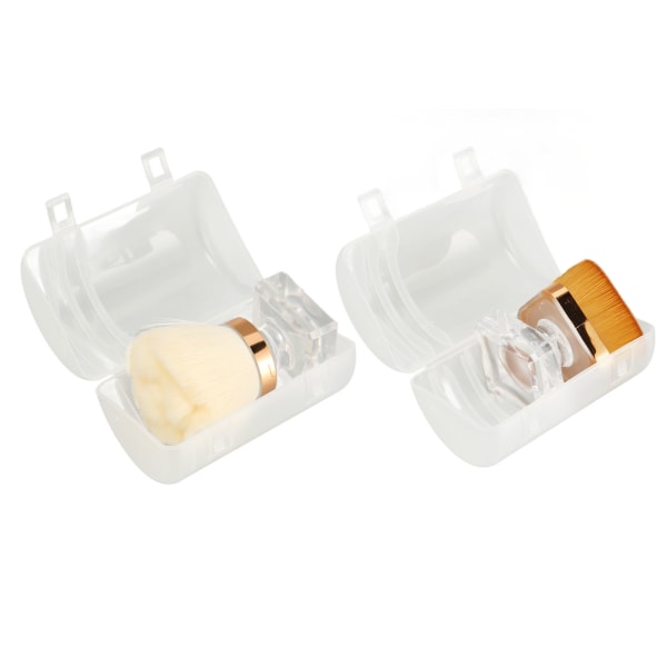 2-pack Löspuder Foundation Borst Set med Transparent Bas Syntetisk Mjuk Fluffig Blandningsborste