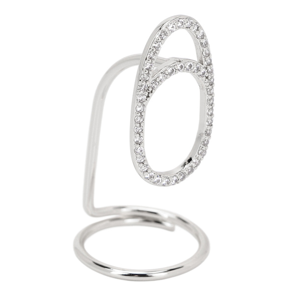 Fingernagelringar Kvinnor Strass Utsökt Moderiktig Fingernagelöverdrag Ring Nagelkonst Dekoration Silver