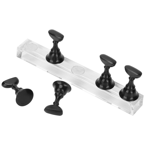 Neglekunst Display Øvelsesstativ Magnetisk Negle Fingernegl Tip Holder Manicure Sæt Værktøj Sort