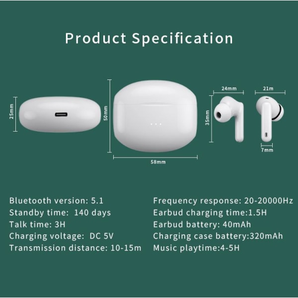 A2PRO Langattomat Bluetooth-kuulokkeet ENC-melunvaimennuksella, sopivat Applen laitteille