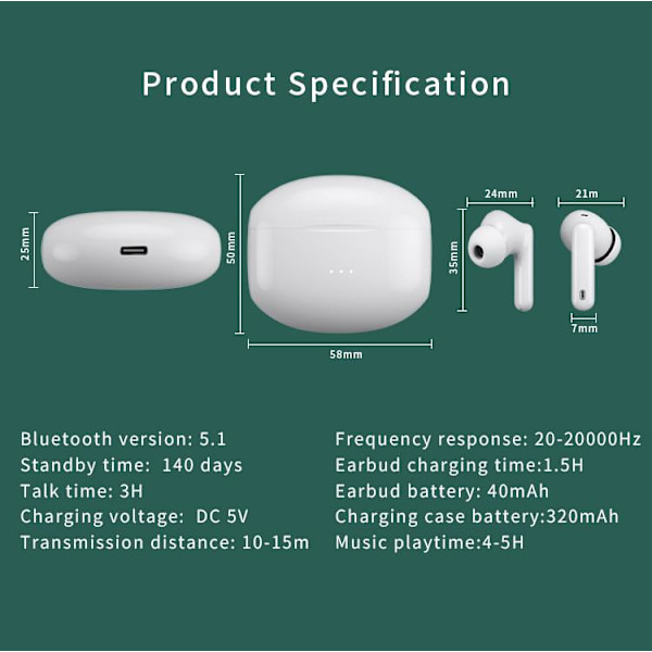 A2PRO Trådlösa Bluetooth-hörlurar ENC Brusreducering Passar för Apple